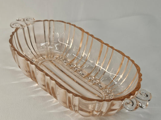 Blush Pink Oblong Relish Bowl - Anchor Hocking Pink Olive Dish - Old Cafe Pink Depression Glass - Pink Glass on your Dressing Table