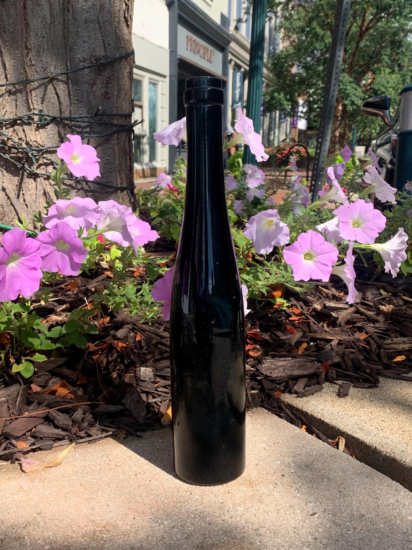 Mouth Blown and Turned Dark Blue Wine Bottle - Late 1800s Blue Wine Bottle - Rare Blue Wine Bottle with Cork and Wire Top