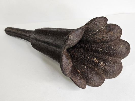 Cast Iron Flower Shaped Cemetery Vase - RARE Tulip/Blossom Shaped Iron Grave Site Vase - Antique Iron Flower Urn Holds Fresh Flowers