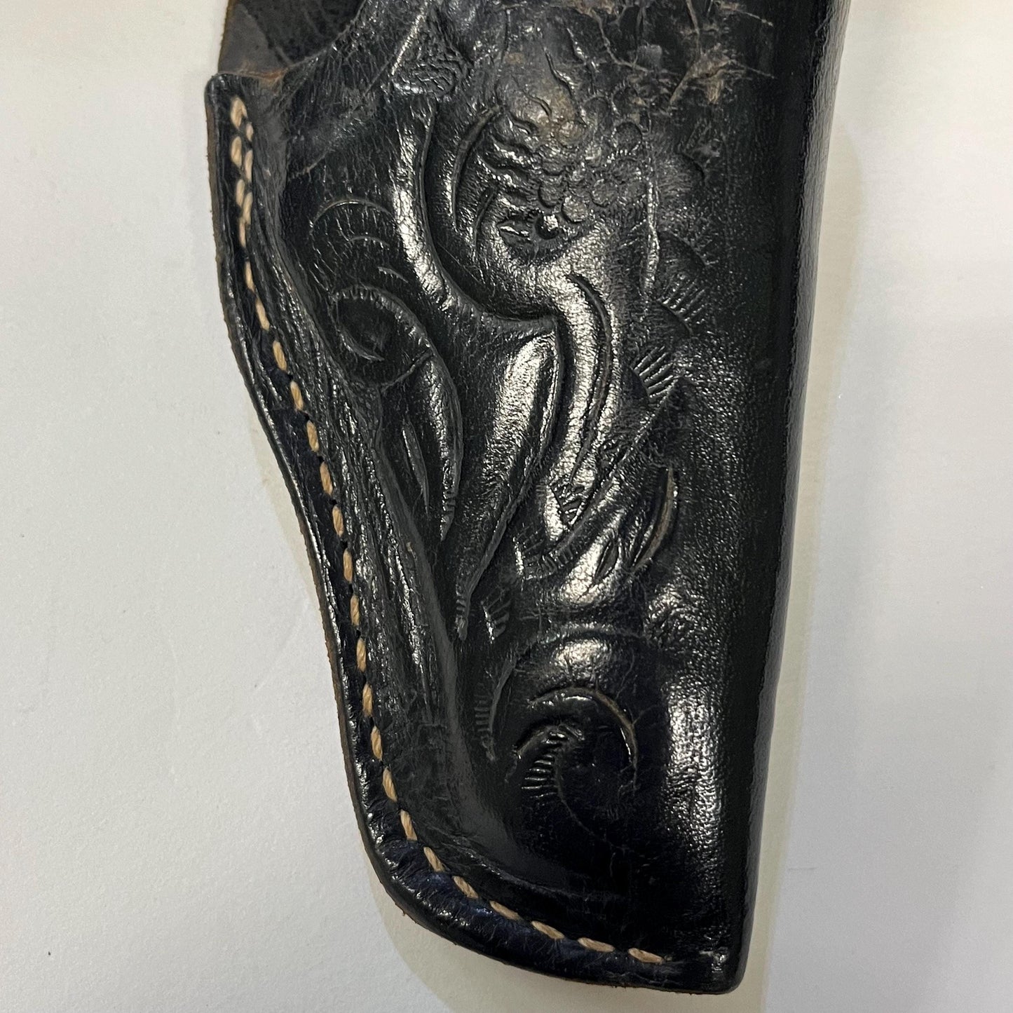 Engraved Leather Derringer Holster - Small Black Leather Holster - leg holster - Ladies Holster