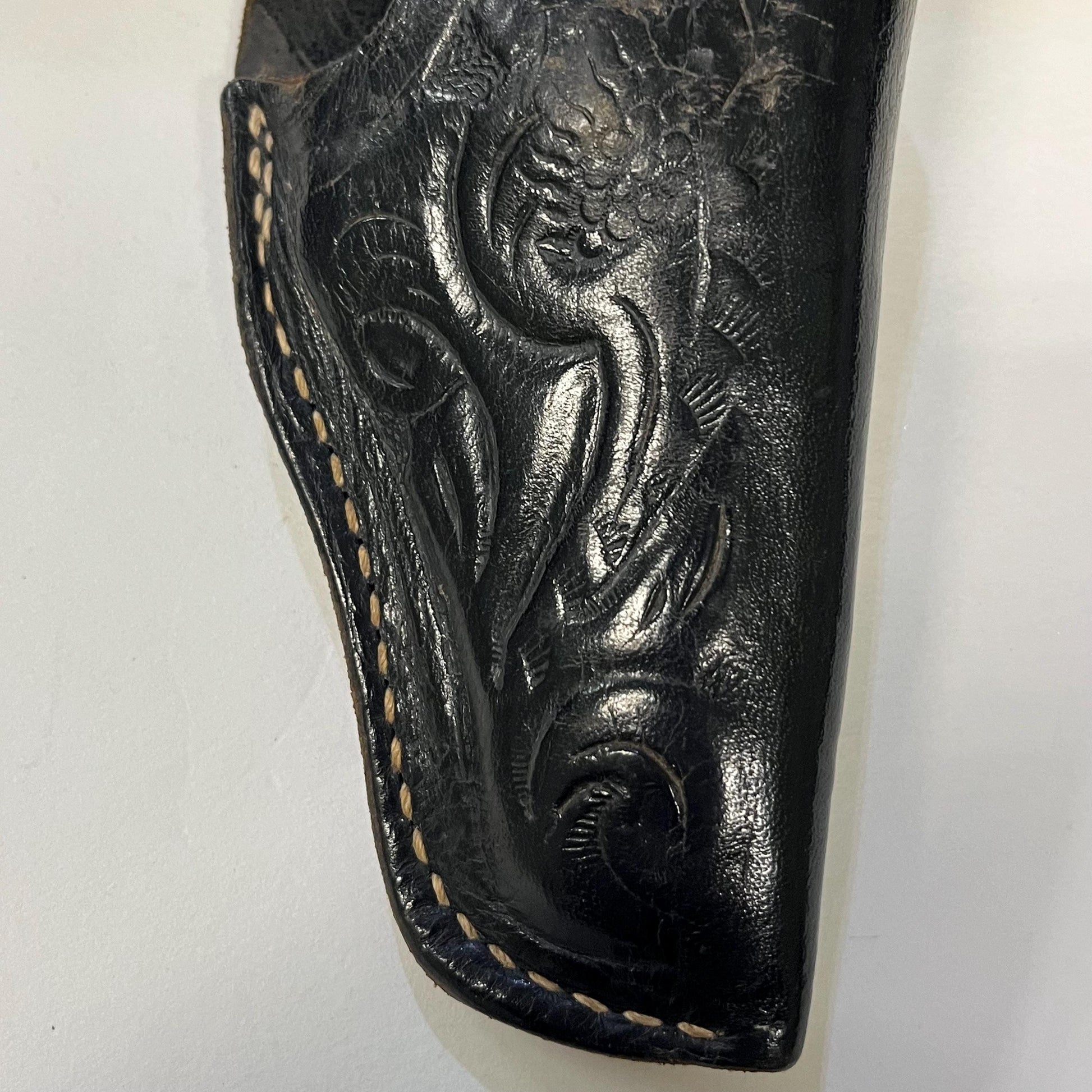 Engraved Leather Derringer Holster - Small Black Leather Holster - leg holster - Ladies Holster