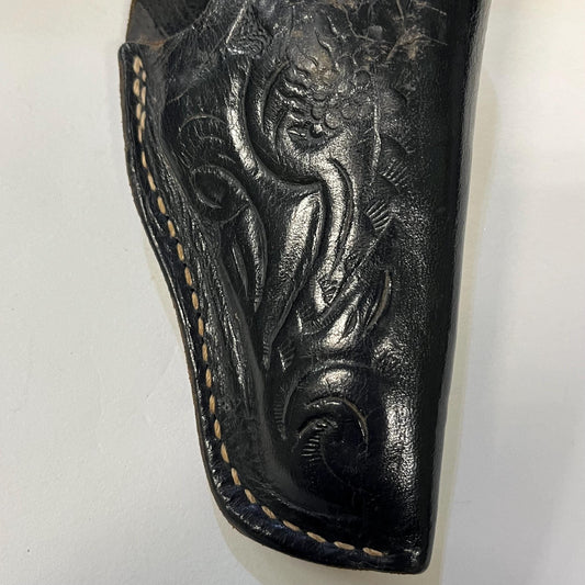 Engraved Leather Derringer Holster - Small Black Leather Holster - leg holster - Ladies Holster