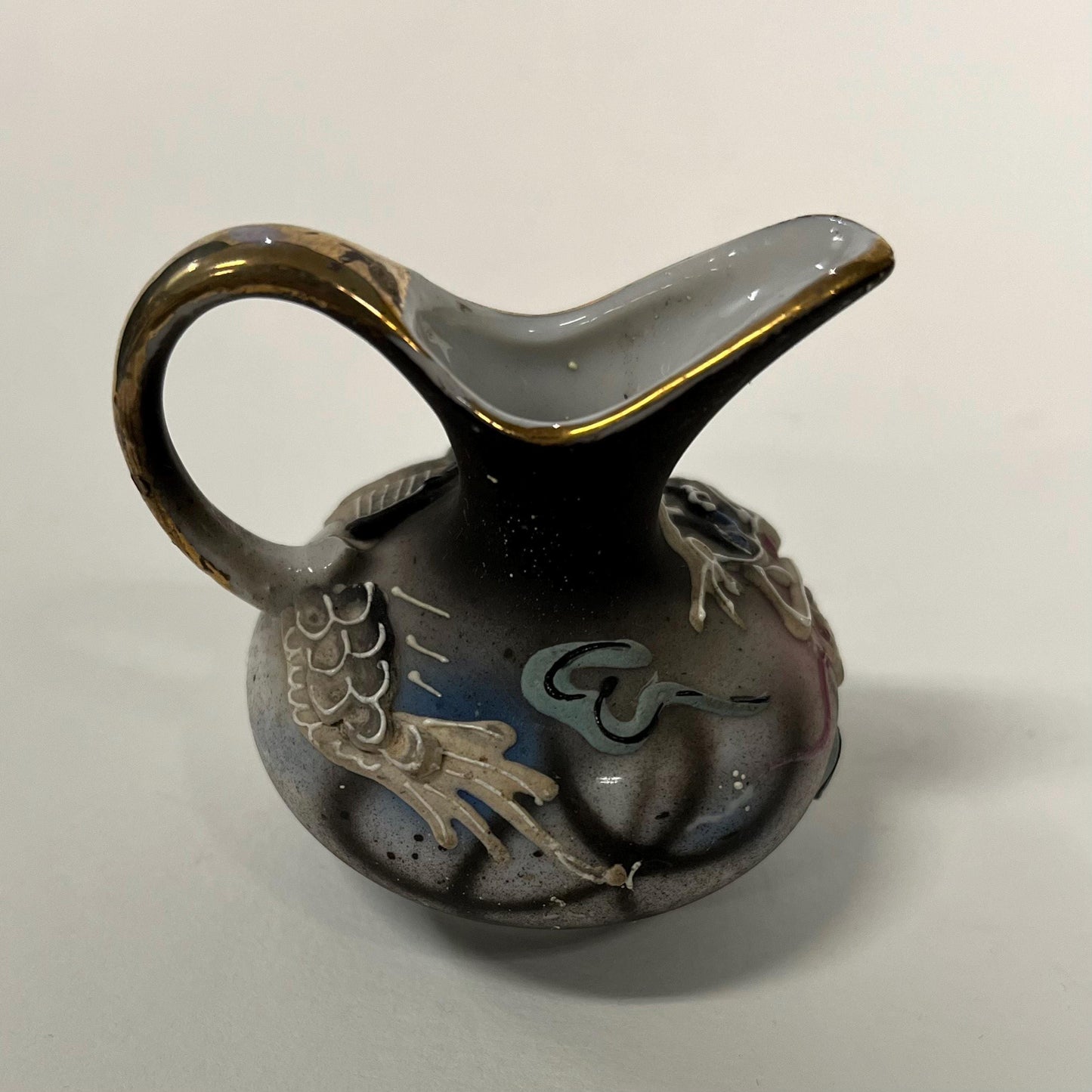 3 Gilded Dragonware Miniature Vases with Moriage Dragons fully wrapping around them - Made in Japan 1940s Mark -  Set of 3 Small Vases