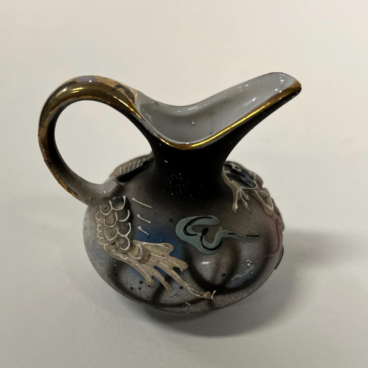 3 Gilded Dragonware Miniature Vases with Moriage Dragons fully wrapping around them - Made in Japan 1940s Mark -  Set of 3 Small Vases