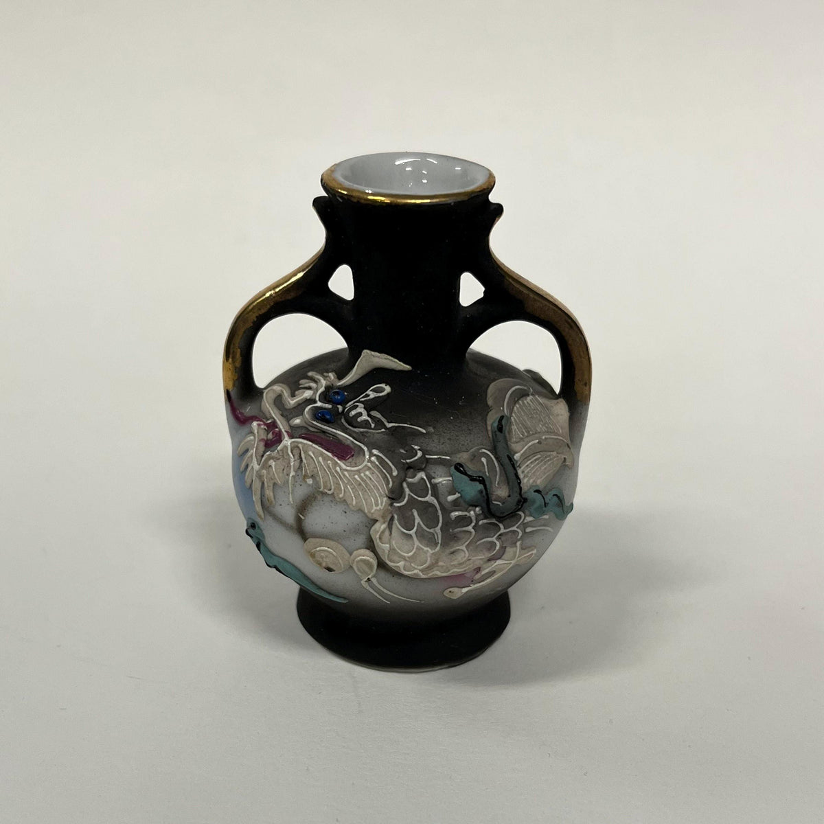 3 Gilded Dragonware Miniature Vases with Moriage Dragons fully wrapping around them - Made in Japan 1940s Mark -  Set of 3 Small Vases