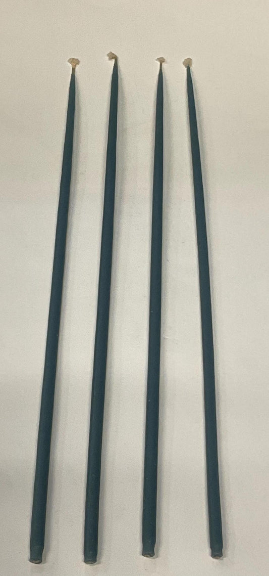 1950s Thin Swedish Midcentury Modern Blue Taper Candles-12 Pack